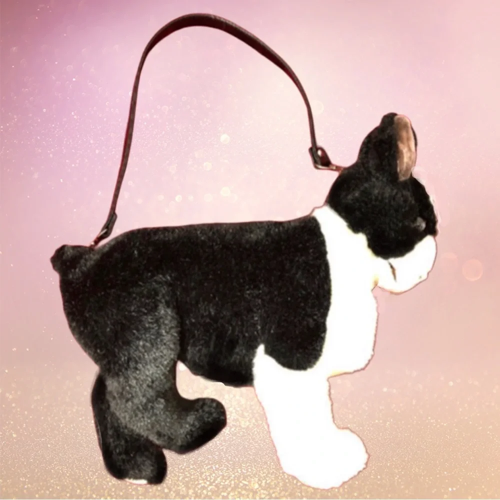 Bull Terrier Youth Black and White Plush Handbag